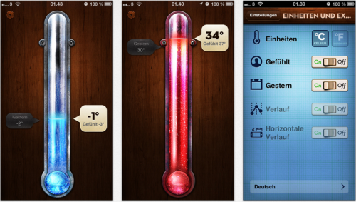 Wetter Apps fürs iPhone, Thermo